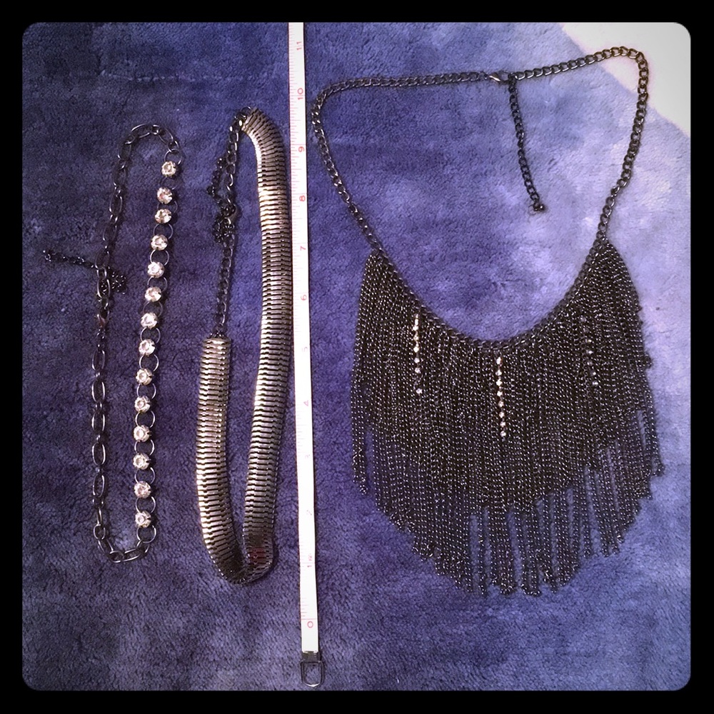 3 Stunning Black Chrome Necklaces